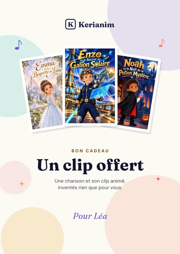 La couverture du bon cadeau Kerianim : un clip offert