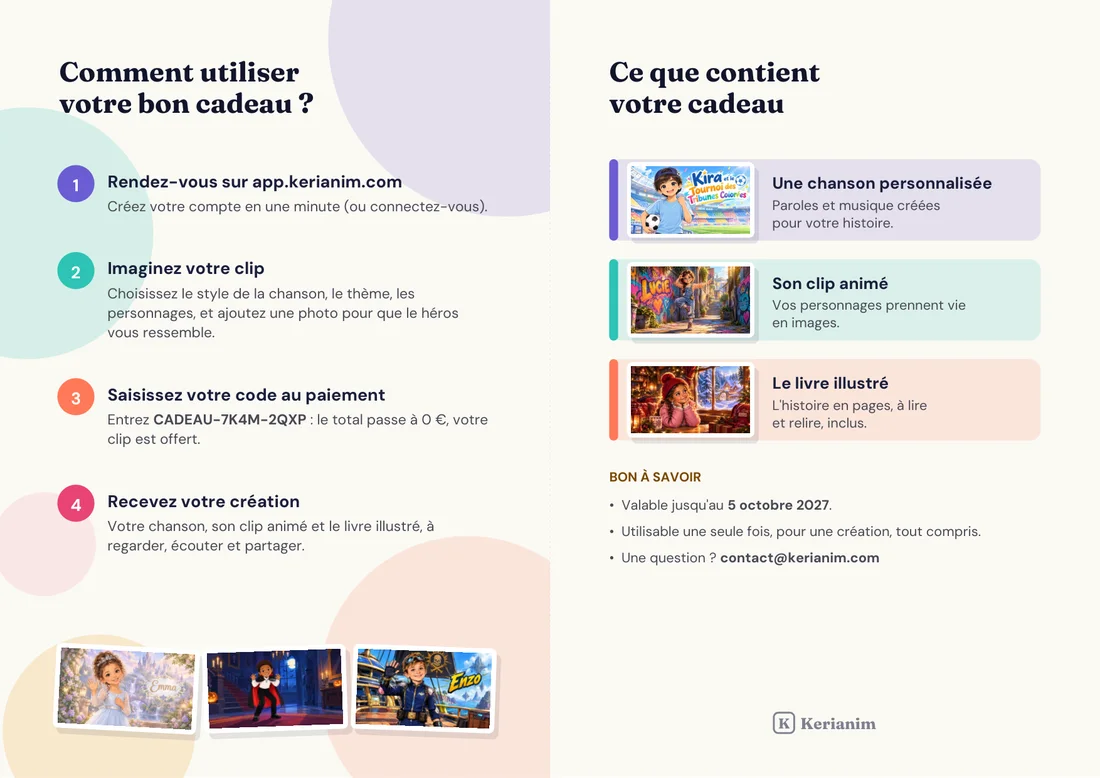 L'intérieur du bon cadeau : comment l'utiliser et ce que contient le cadeau